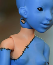 Blue and Tangerine Orchidaceae with stitch "Tattoos"