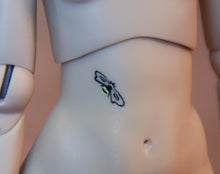 Sandy Tan Delphinium with Freesias body and with bumblebees and cherry blossom "Tattoos"