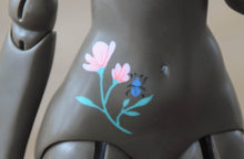 Chocolate Orchidaceae with flower and beetles "Tattoos"